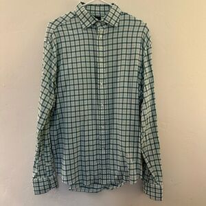 Thomas Dean Green Casual Button Down Shirt